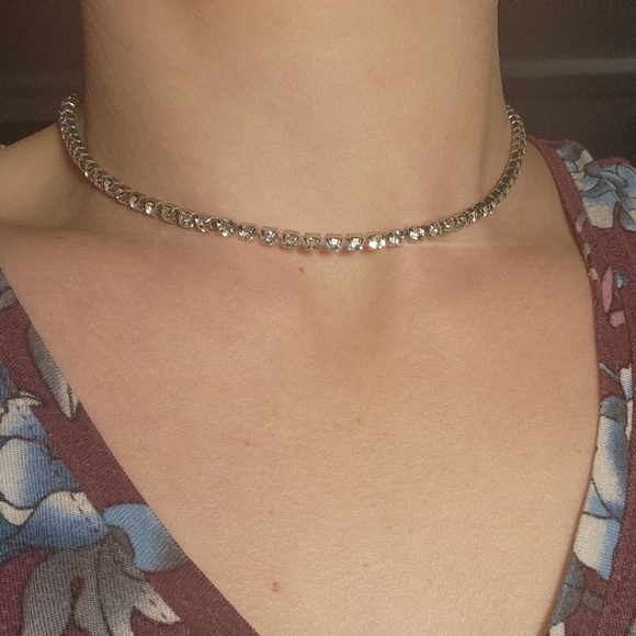 Fashion Dainty Bling Glitter OT Buckle ChokerNecklace Micro Pave Bling Rhinesto - Picture 5 of 5